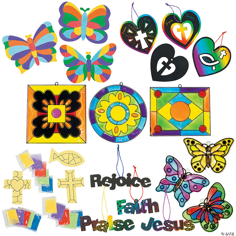 Bulk 96 Pc. Kid&amp;#8217;s DIY Religious Spring Craft Kit Assortment Image
