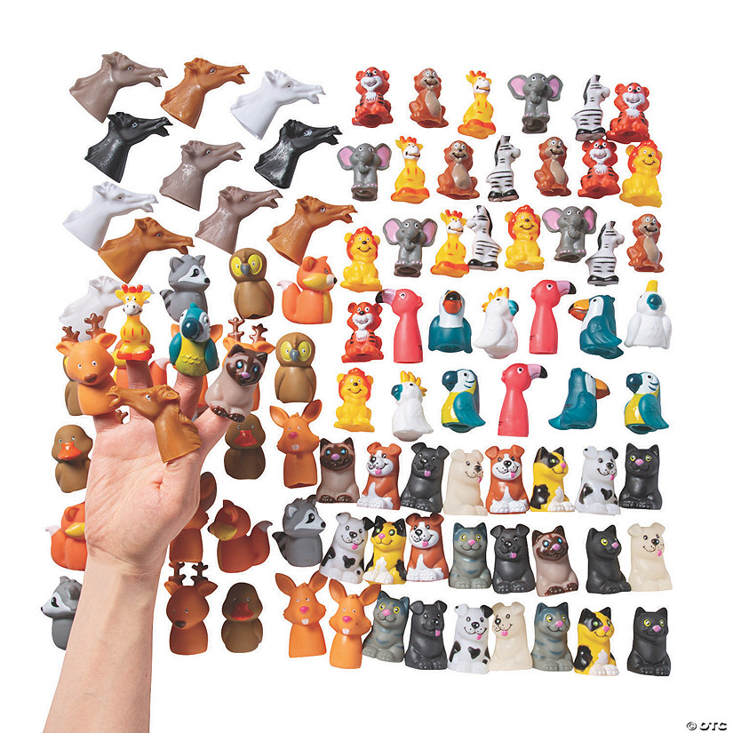 Bulk 96 Pc. Mini Animal Finger Puppet Assortment Image
