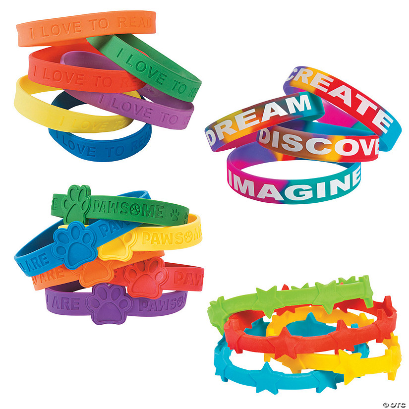 Bulk 96 Pc. Rubber Bracelet Assortment Image