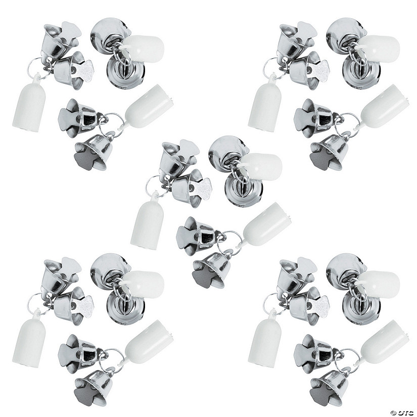 Bulk 96 Pc. Silver Wedding Bell Pencil Caps Image