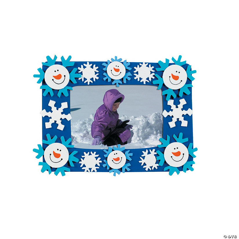 Bulk 96 Pc. Smile Face Snowman Picture Frame Magnet Craft Kit Image