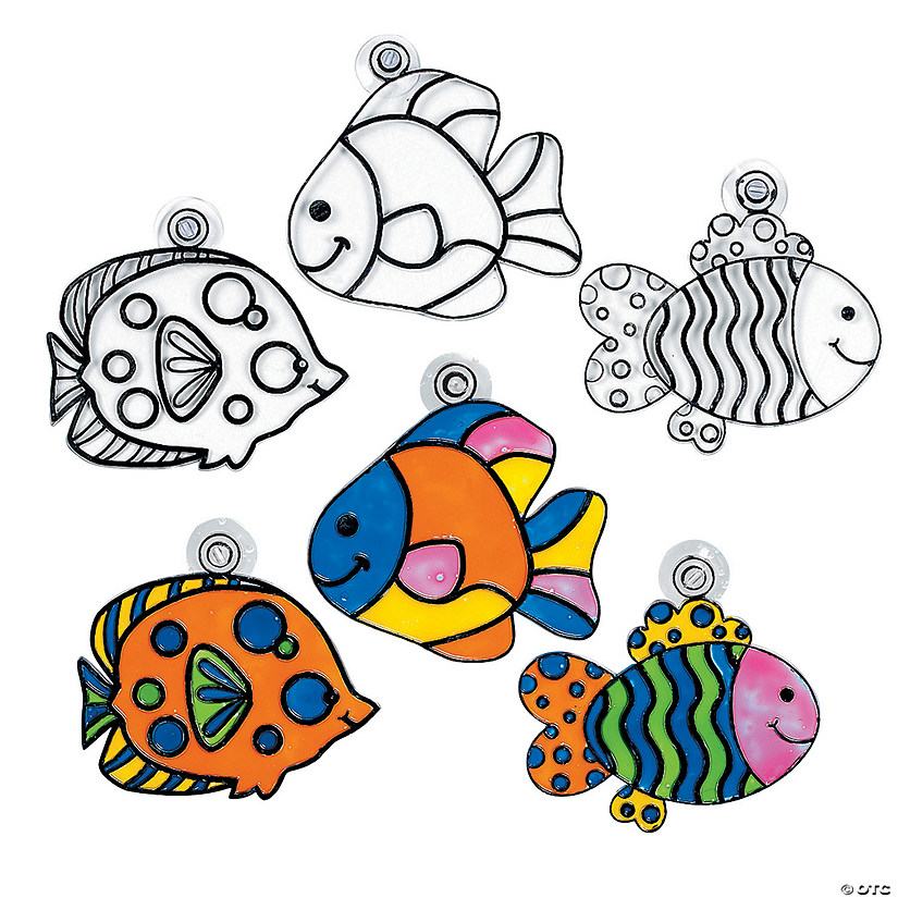 Bulk 96 Pc. Tropical Happy Fish Plastic Suncatchers Image
