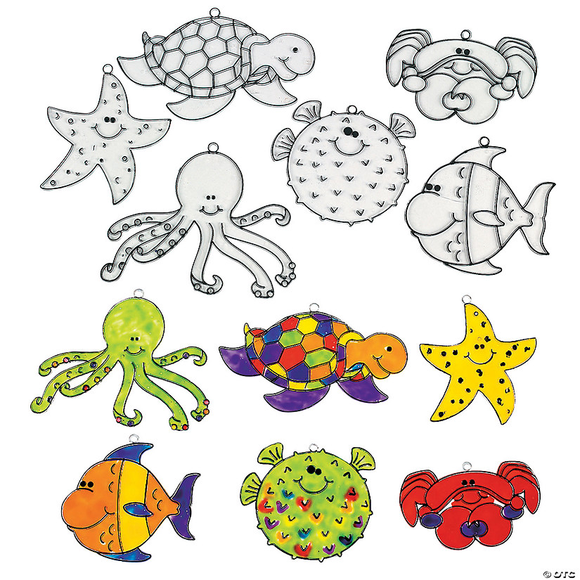 Bulk 96 Pc. Under the Sea Creature Plastic Suncatchers Image