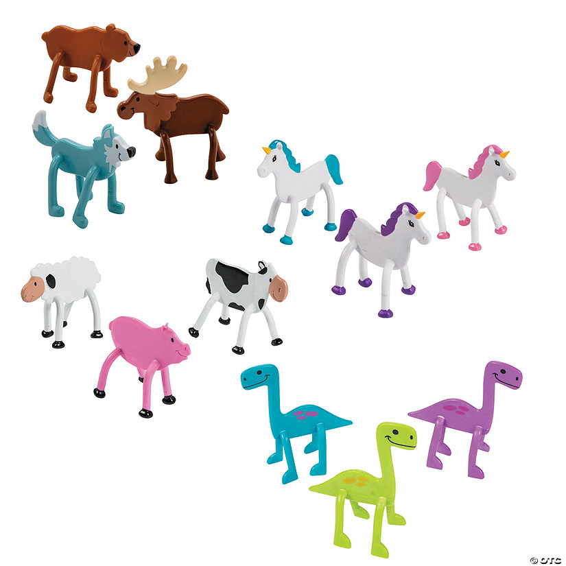 Bulk 96 Pc. Walking Animal Vinyl Bendable Assortment Image
