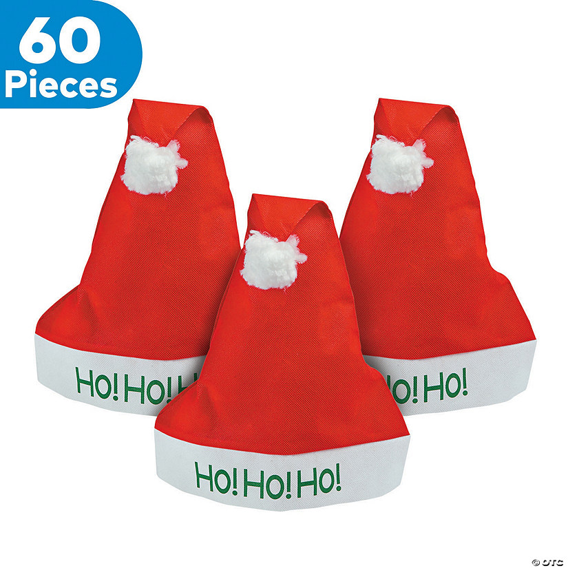 Bulk Adult &#8220;Ho! Ho! Ho!&#8221; Santa Hats - 60 Pc. Image