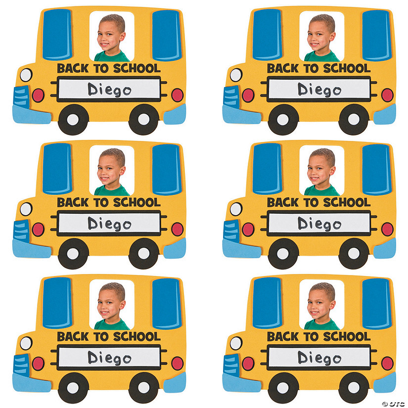 Bulk Back-to-School Bus Picture Frame Magnet Craft Kit - Makes 48 Image