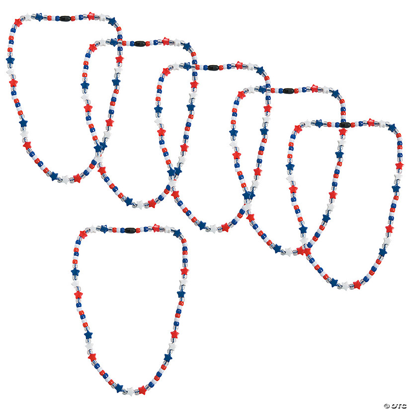Bulk Beaded Red, White & Blue Star Breakaway Necklace Craft Kit - Makes 48 Image