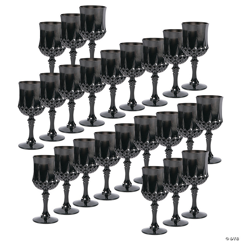 Bulk Black Patterned Plastic Wine Glasses 48 Ct. Oriental Trading