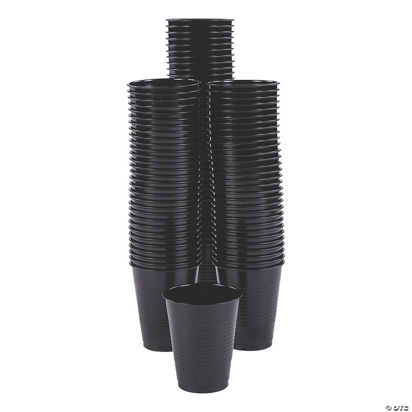 Bulk Black Plastic Cups 100 Ct.