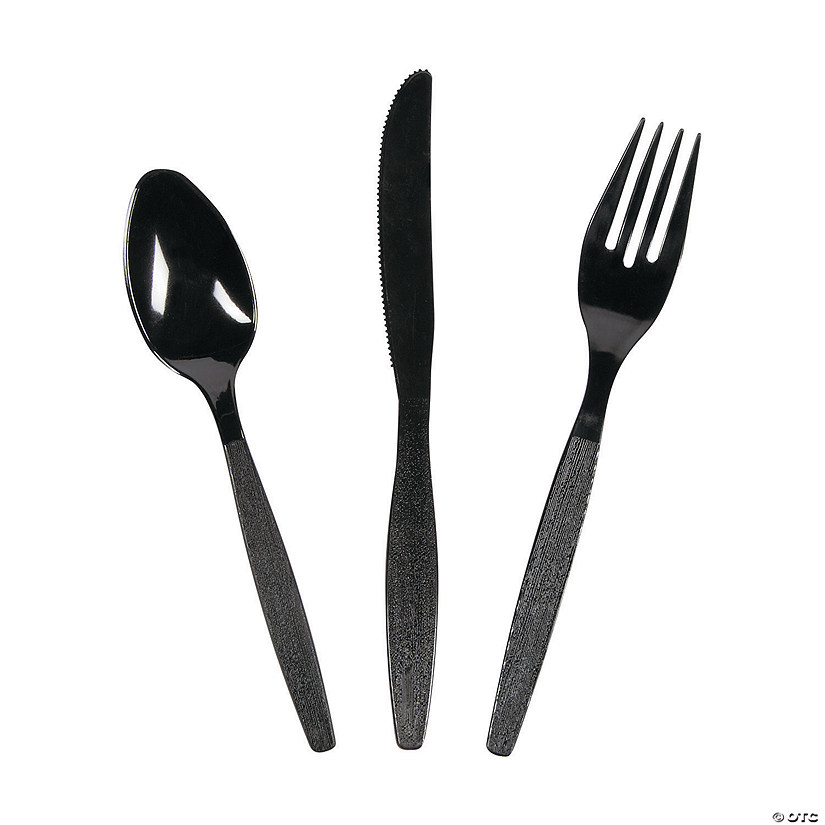 Bulk Black Plastic Cutlery Set Image