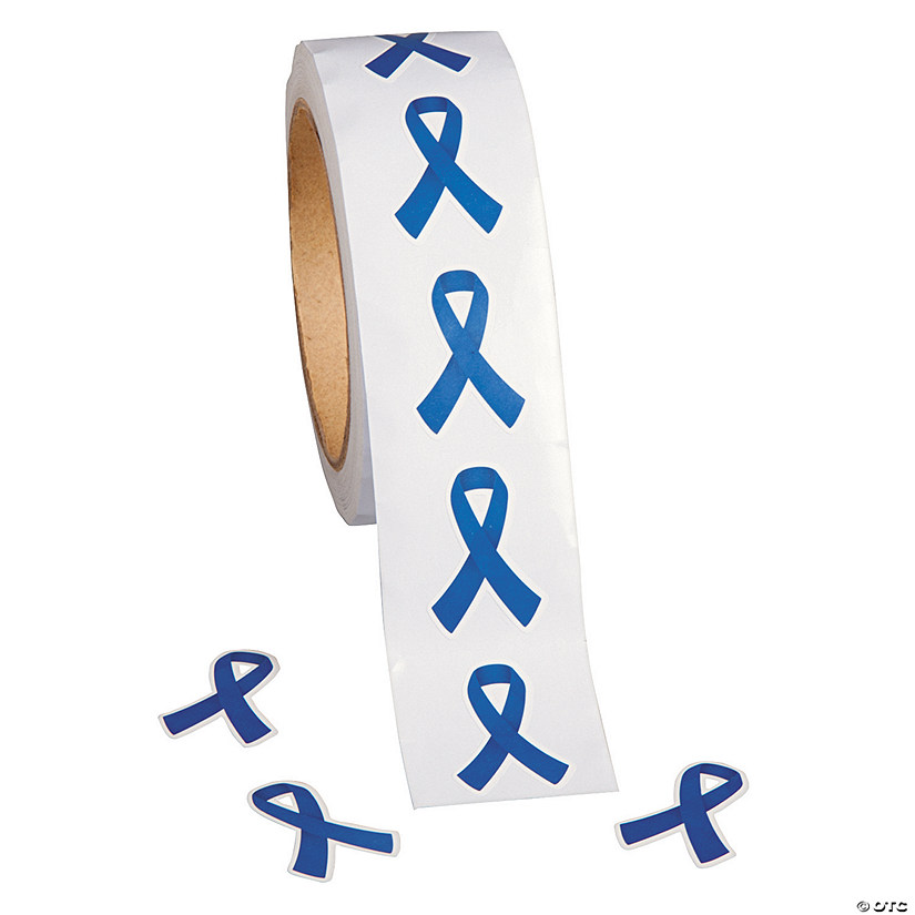 Bulk Blue Ribbon Awareness Sticker Roll - 500 Pc. Image