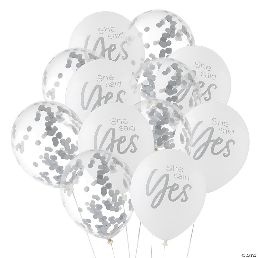 Bulk Bridal Party & Confetti-Filled 12" Latex Balloons - 36 Pc. Image