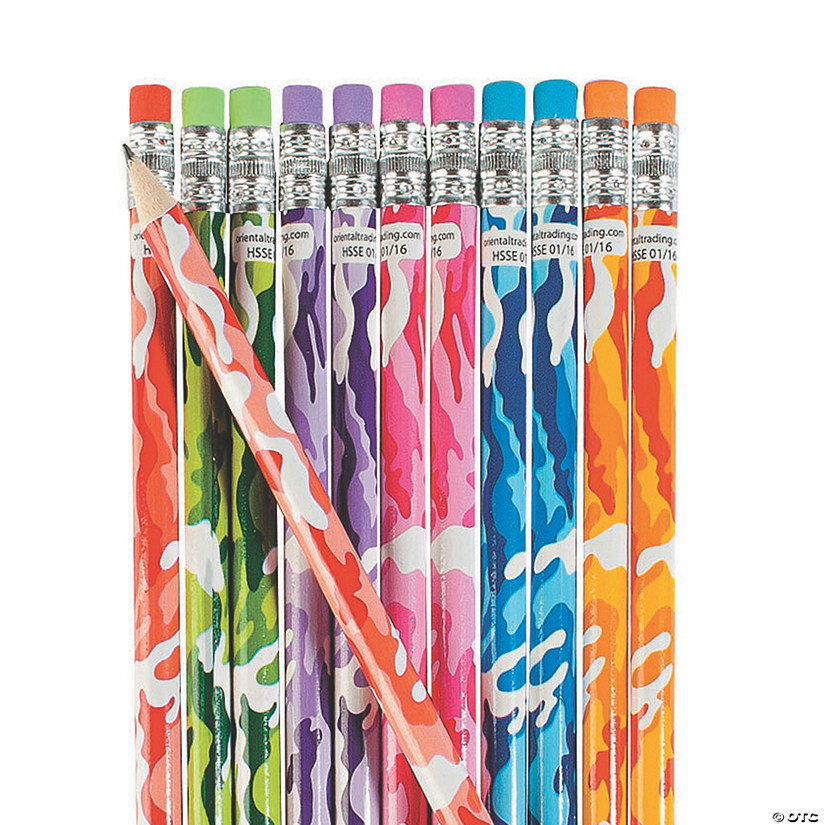 Bulk Bright Camouflage Pencil Assortment 144 PC. Oriental Trading