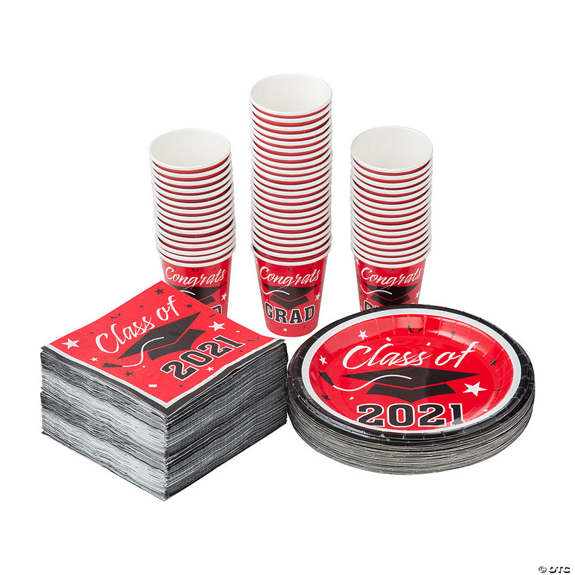 Bulk Class of 2021 Red Tableware Kit for 50 Guests Image