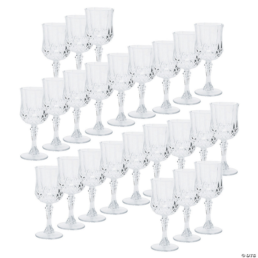 Bulk Clear Patterned Plastic Wine Glasses - 48 Ct. Image