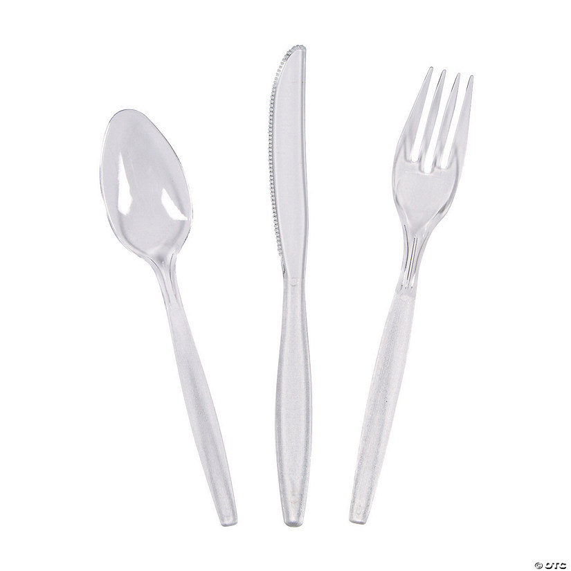Bulk Clear Plastic Cutlery Sets for 70 Image