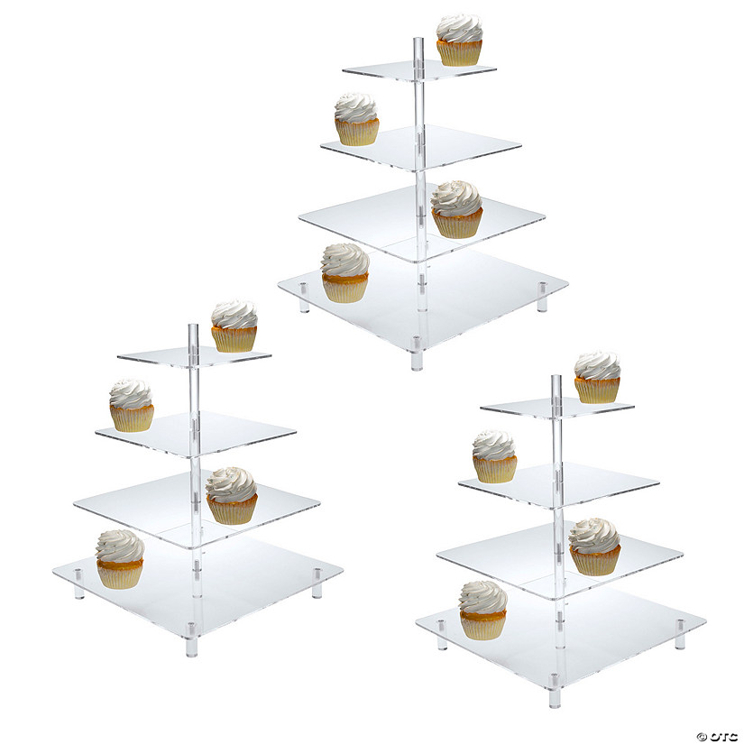 Bulk Clear Tiered Cupcake Stands - 3 Pc.  Image
