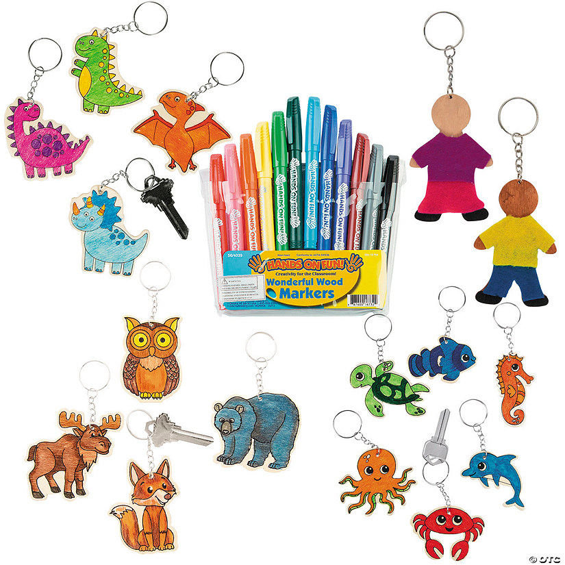 Bulk Color Your Own Keychain Craft Kit Assortment for 12 Image
