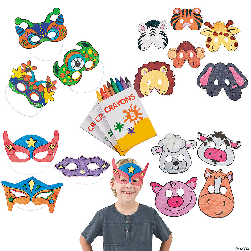 Bulk Color Your Own Mask Mania Craft Kit Assortment - Makes 48 Image