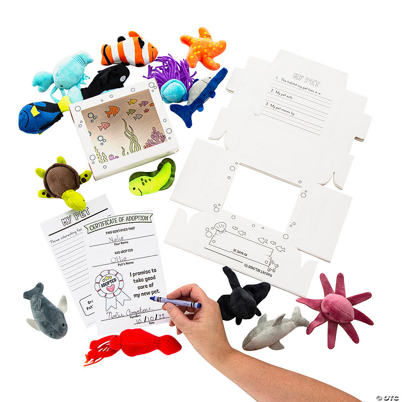 Bulk Desk Pet Ocean Habitat with Mini Stuffed Animals Kit for 48 Image