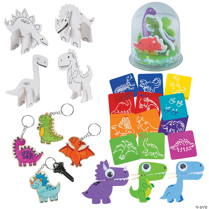 Bulk Dinosaur Craft Kit Assortment - Makes 96 Image