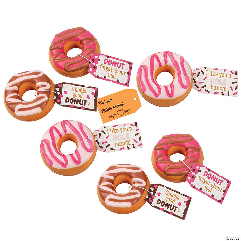 Bulk Donut-Scented Slow-Rising Squishies Valentine Exchanges with Card for 24 Image