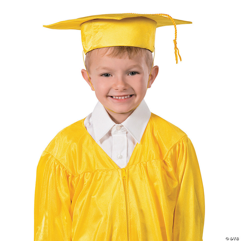Bulk Elementary School Shiny Yellow Graduation Cap & Gown Sets for 12 Image