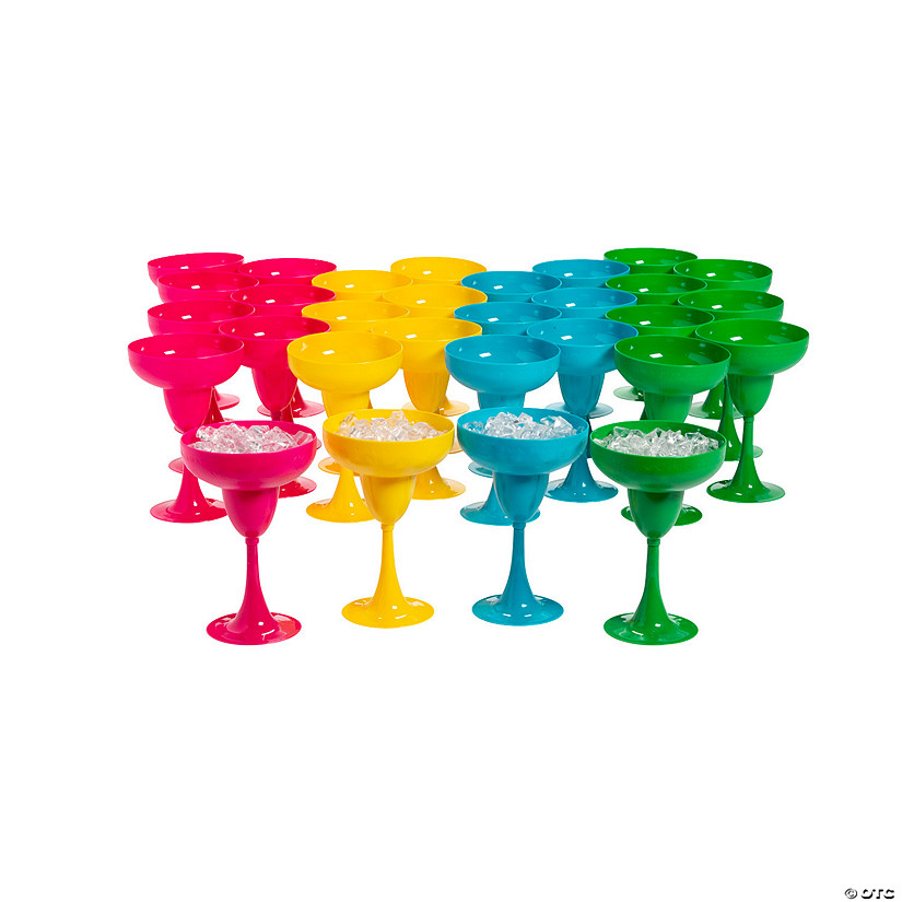 Bulk Embossed Bright Colored Plastic Margarita Glasses - 30 Pc. Image