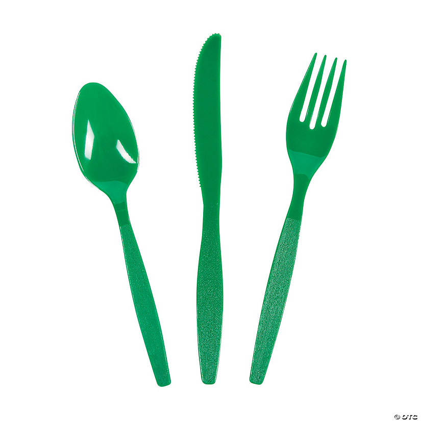 Bulk Green Plastic Cutlery Sets for 70 Image