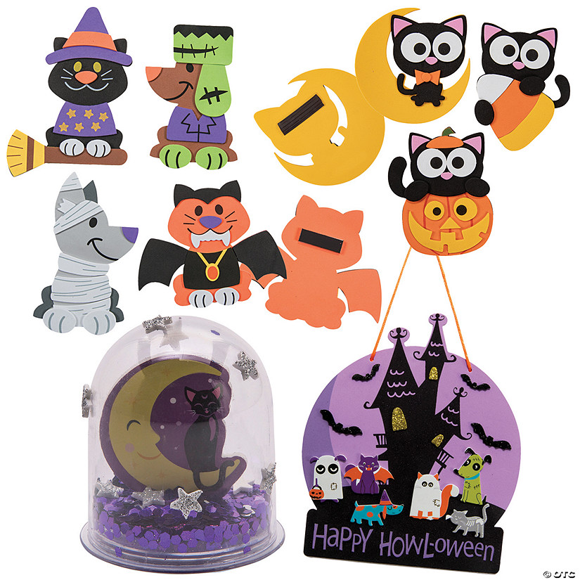 Bulk Halloween Howl-O-Ween is Purrr-Fect Craft Kit Assortment - Makes 48 Image