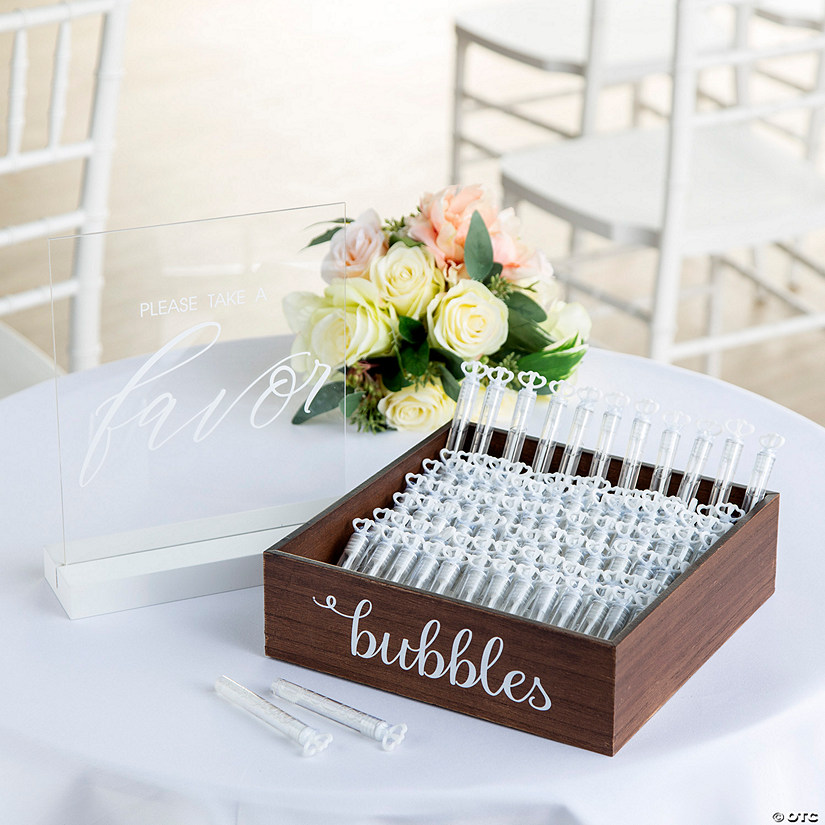 Bulk Heart Bubble Bottles with Bubble Bottle Tray Wedding Favor Kit - 147 Pc. Image