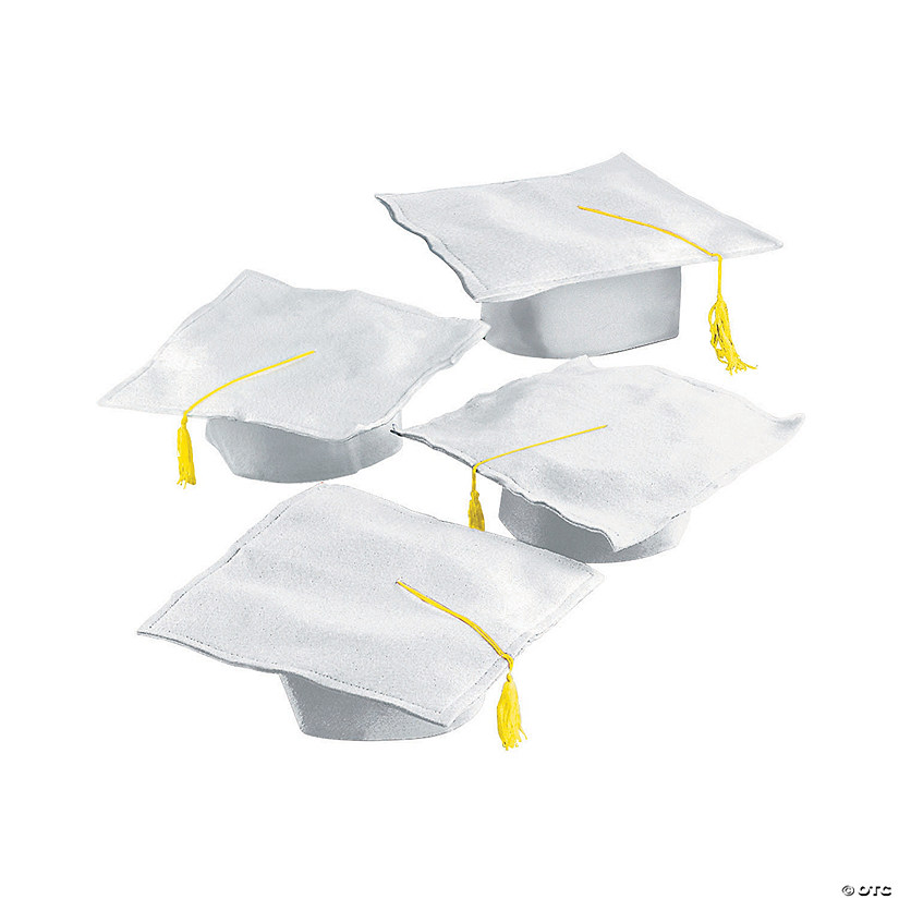 Bulk Kids White Felt Elementary School Graduation Caps with Tassel for 36 Image