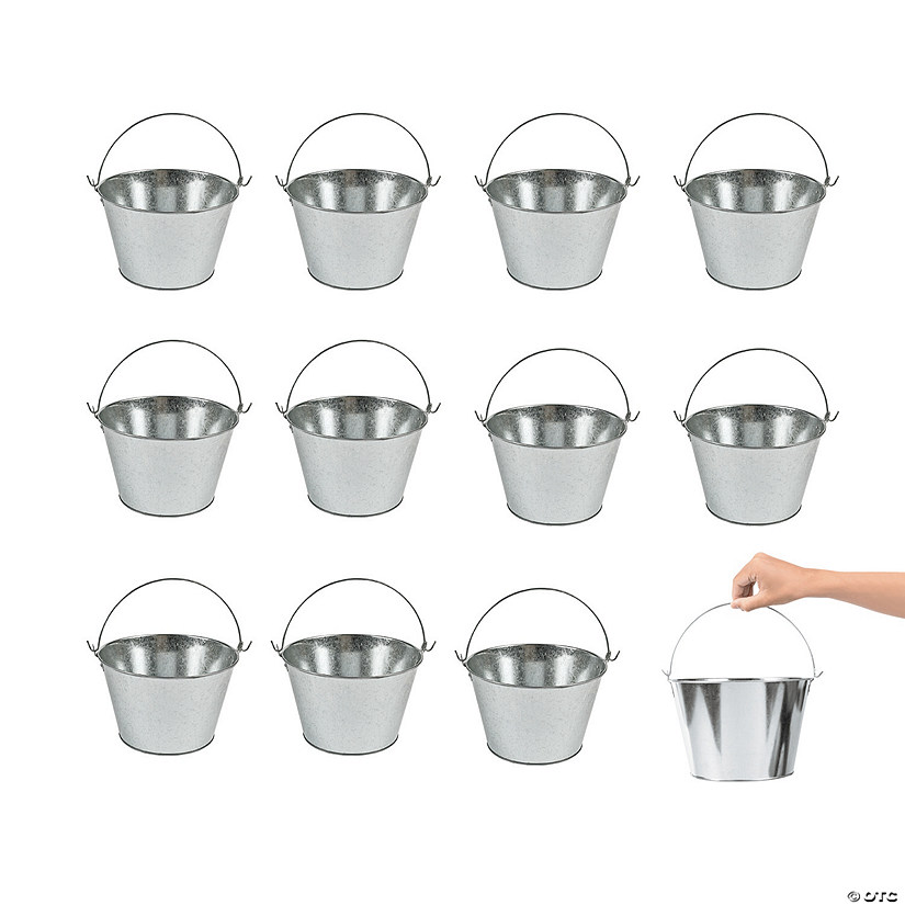 Bulk Large Galvanized Pails 12 Pc. Oriental Trading