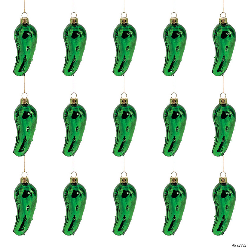 Bulk Legend of the Pickle Glass Christmas Ornaments with Card - 48 Pc. Image