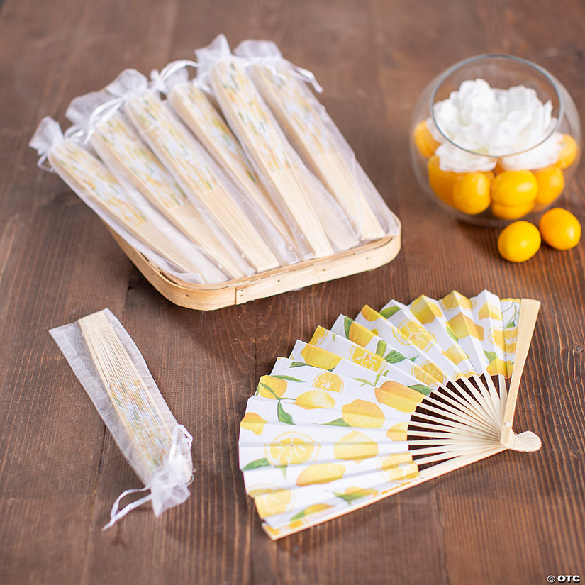 Bulk Lemon Printed Hand Fan Favor Kit for 48 Image