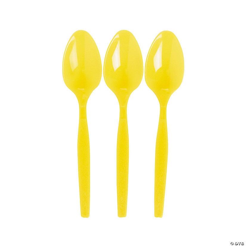 Bulk Lemon Yellow Plastic Spoons - 50 Ct. Image