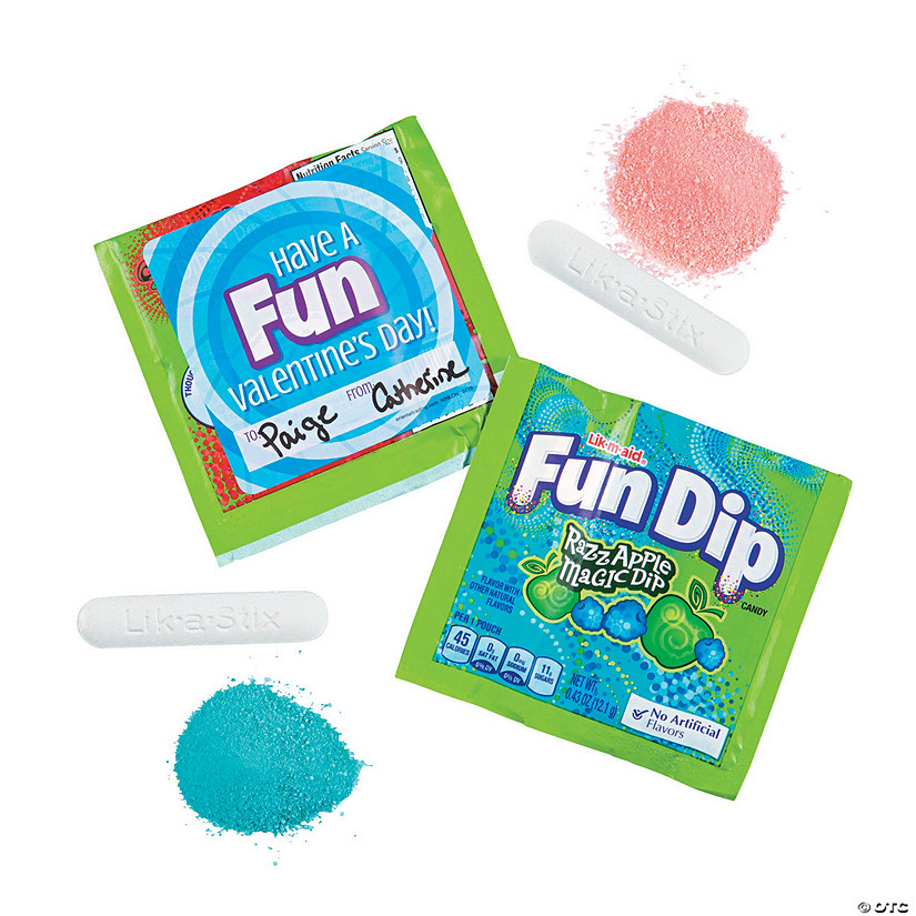 Bulk Lik-m-aid<sup>&#174;</sup> Fun Dip&#8482; Candy with Sticker Valentine Exchanges for 48 Image