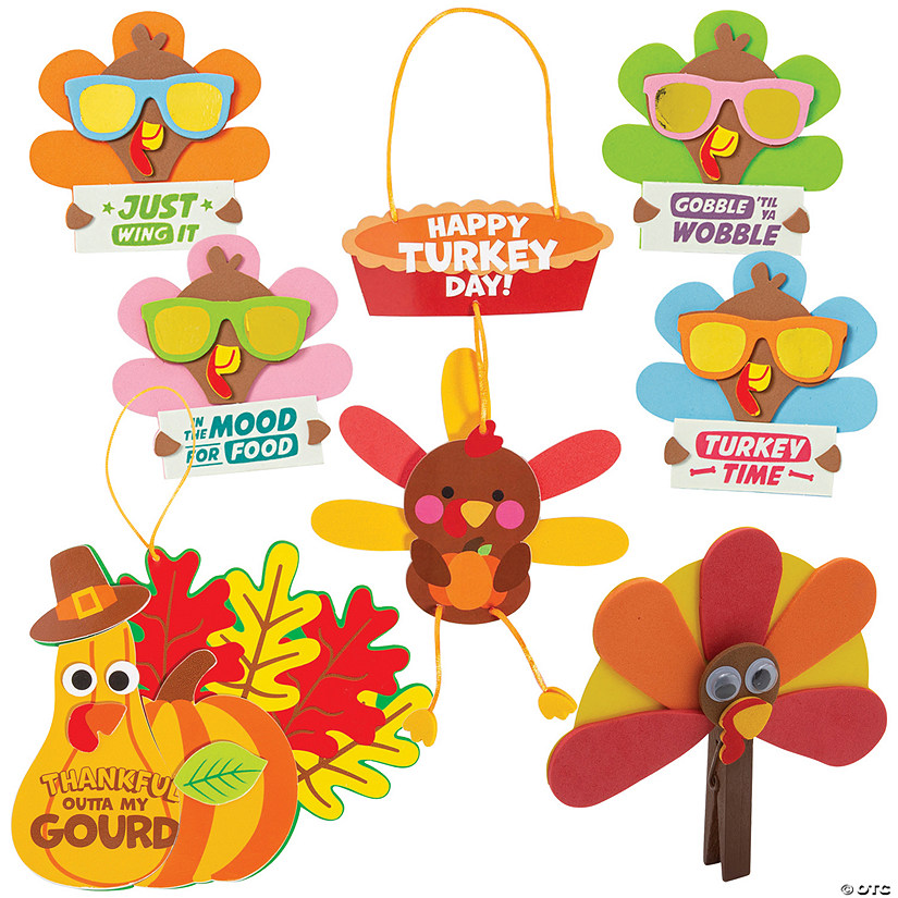 Bulk Makes 48 Thanksgiving Turkey Day Craft Kit Assortment Image