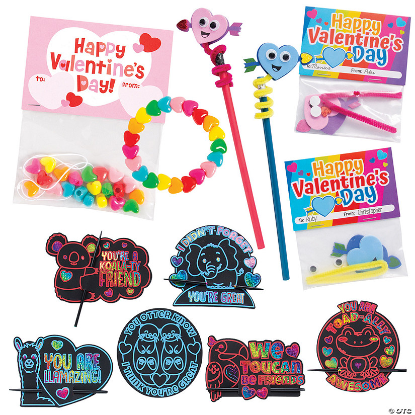 Bulk Makes 72 Classroom Craft Kit Valentine Exchange Assortment Image
