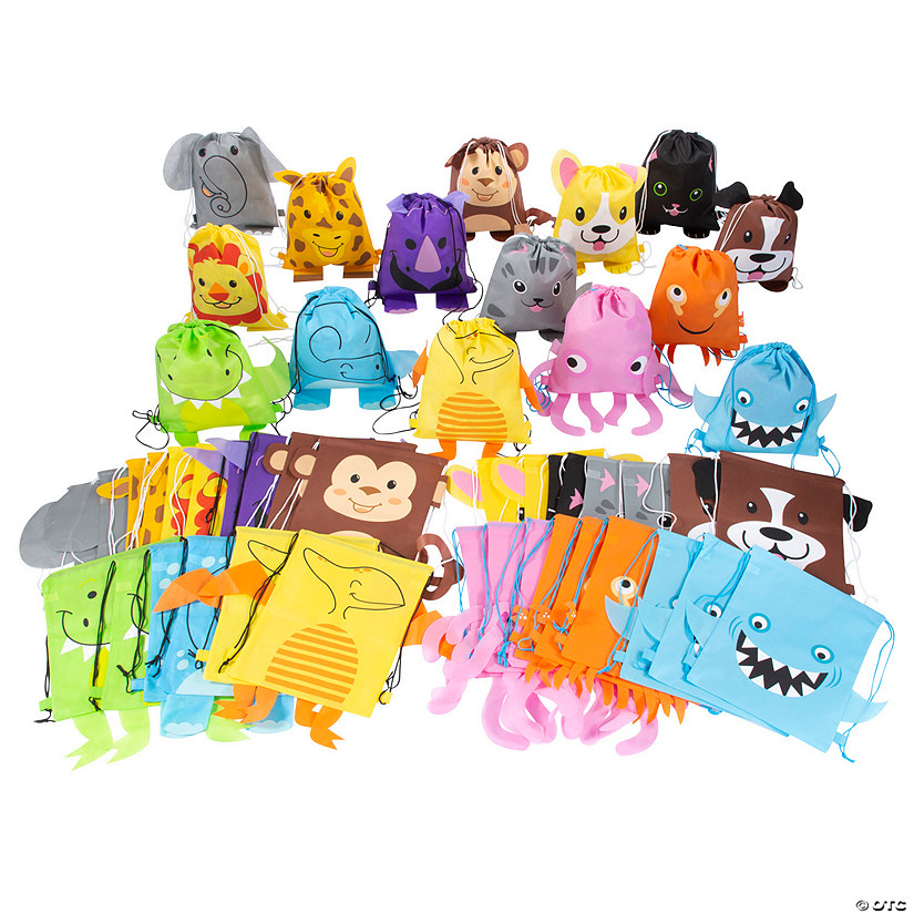 bulk-medium-animal-drawstring-bag-assortment-48-pc