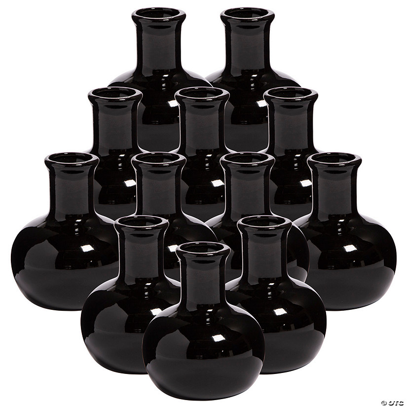 Bulk Mini Black Ceramic Bud Vases - 12 Pc. Image