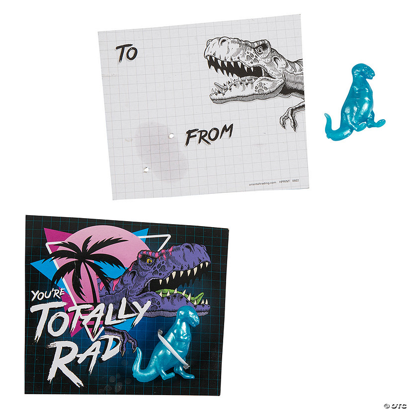 Bulk Mini Dinosaur Valentine Exchanges with You're Totally Rad Card for 48 Image