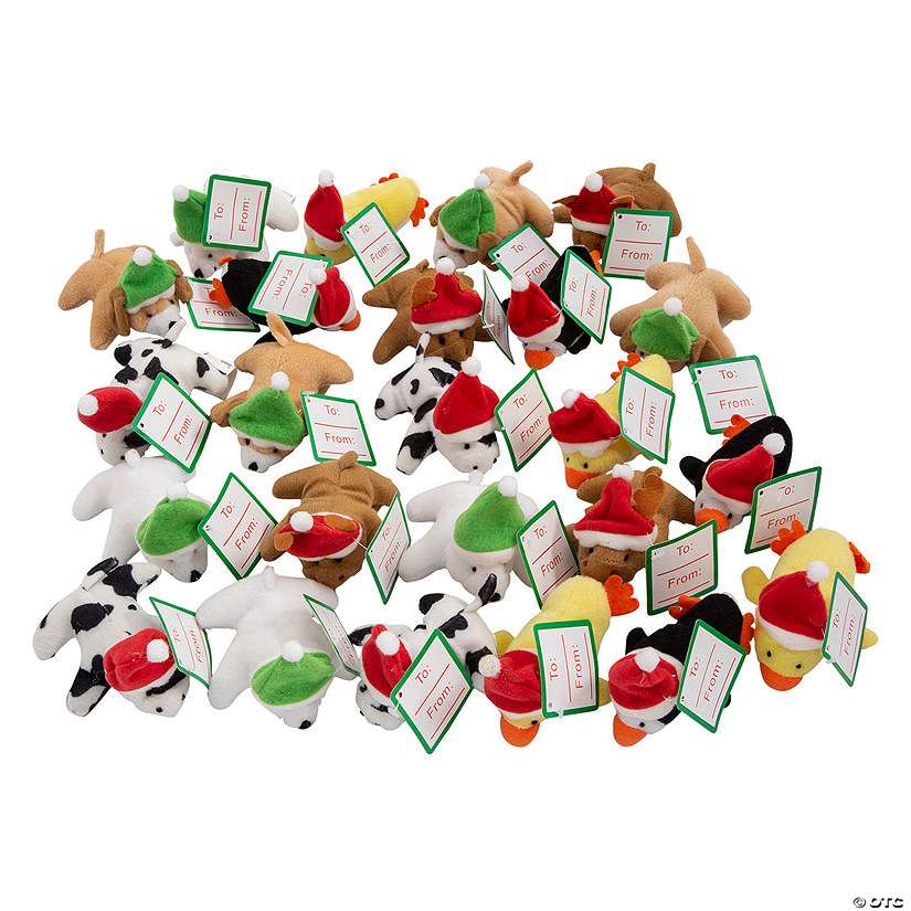 Bulk Mini Holiday Stuffed Dogs, Moose, Polar Bears and Ducks - 24 Pc. Image
