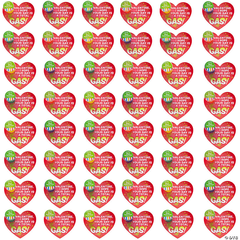 Bulk Mini Putty Assortment Valentine Exchanges with Card for 48 Image