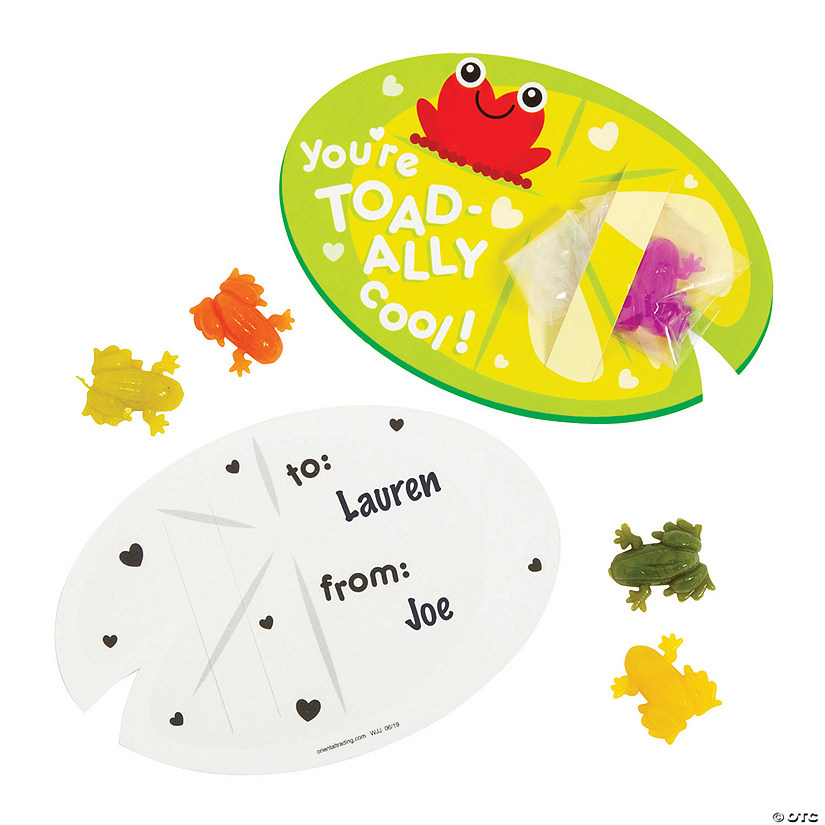 Bulk Mini Sticky Frogs Valentine Exchanges with Card for 48 Image
