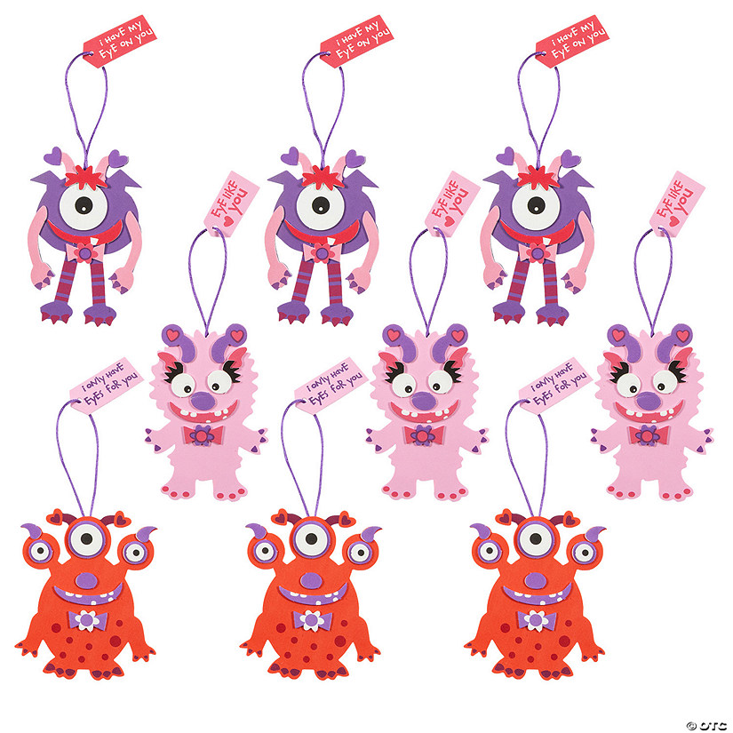 Bulk Monster Valentine Ornament Craft Kit Makes 48