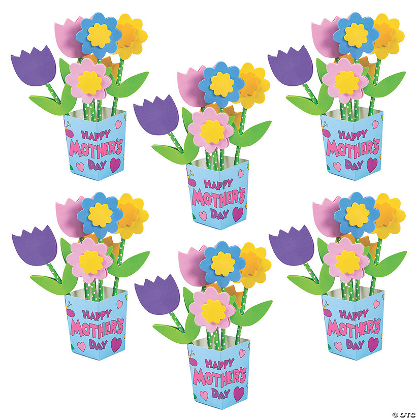 Bulk Mother&#8217;s Day Straw Flower Bouquet Craft Kit - Makes 48 Image
