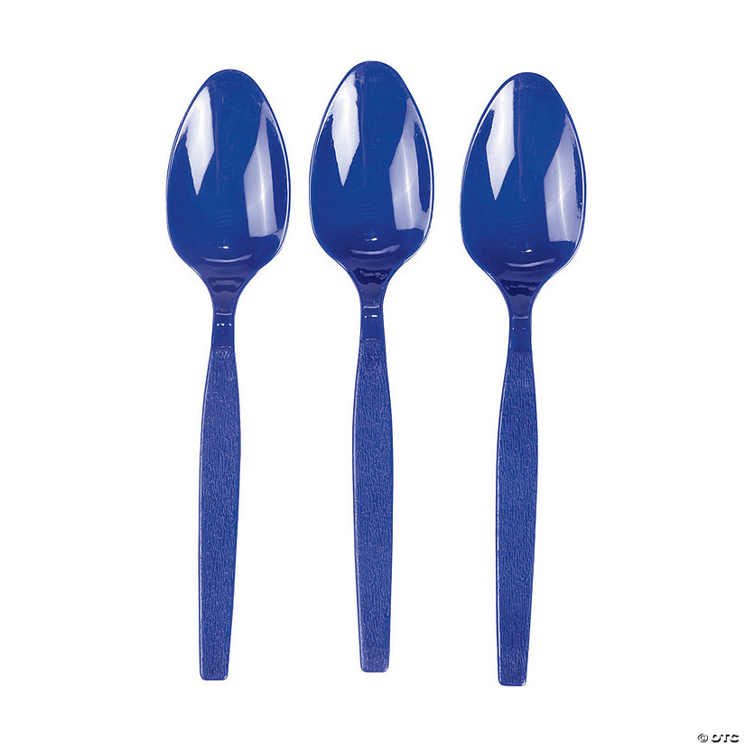 Bulk Navy Plastic Spoons - 50 Ct. Image