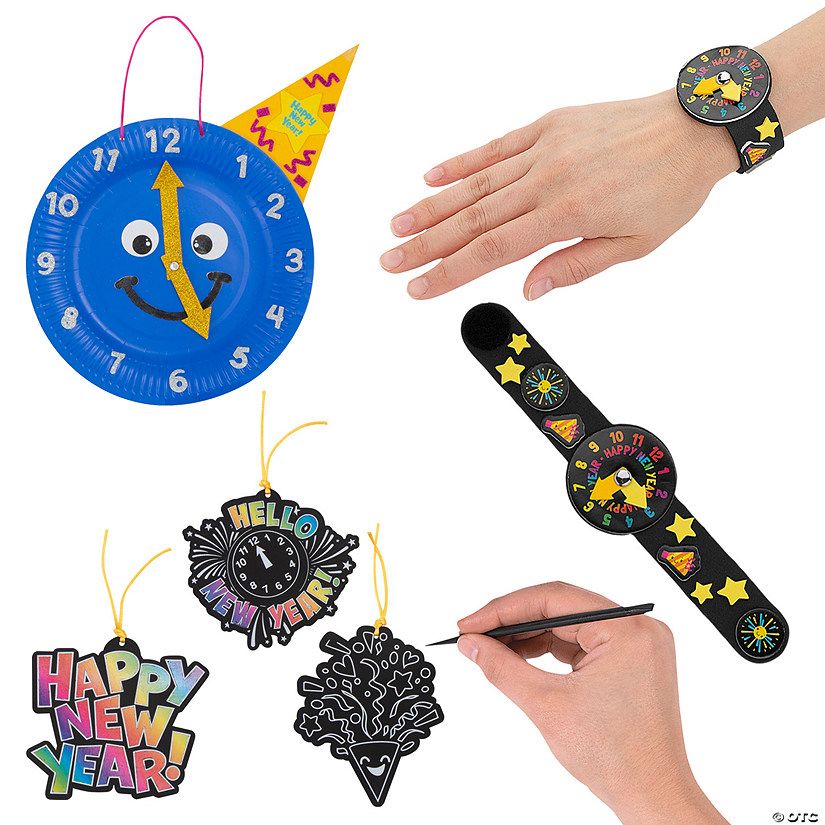 Bulk New Year&amp;#8217;s Clocks Craft Kit Assortment - Makes 48 Image
