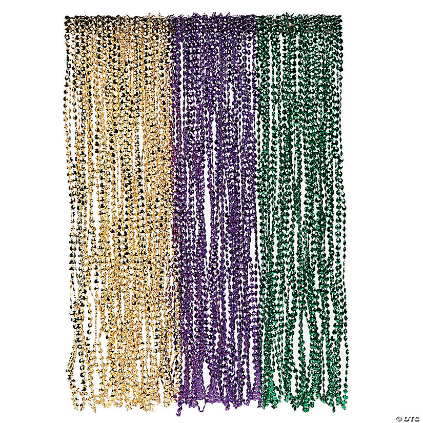 144 Pieces - Jewelry Bulk Mardi Gras Beaded Necklace Assortment 144 Pc